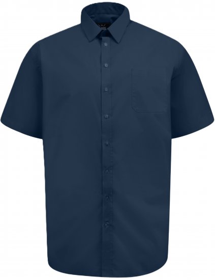 D555 Lucas Vlekbestendig Strijkvrij Stretch Overhemd Met Korte Mouwen Navy - Hemden - Overhemden Grote Maten Heren