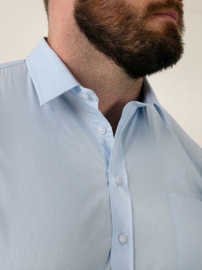 D555 Lucas Vlekbestendig Strijkvrij Stretch Overhemd Met Korte Mouwen Lichtblauw - Hemden - Overhemden Grote Maten Heren