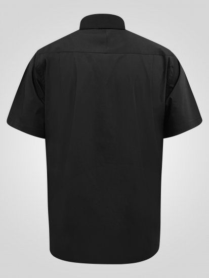 D555 Lucas Vlekbestendig Strijkvrij Stretch Overhemd Met Korte Mouwen Zwart - Hemden - Overhemden Grote Maten Heren