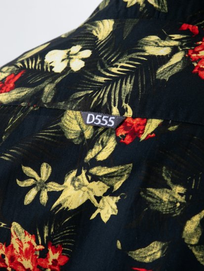D555 Gordon Hawaiian AOP Cuvan Collar Resort Short Sleeve Black - Hemden - Overhemden Grote Maten Heren