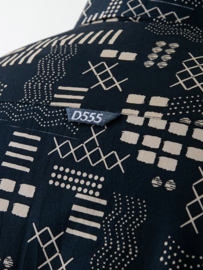 D555 Rick Geometric Print Short Sleeve Shirt Navy - Hemden - Overhemden Grote Maten Heren
