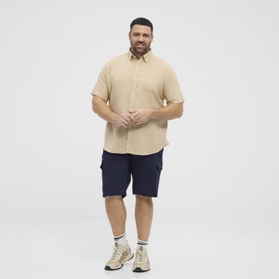 North Latitude 51106 Short Sleeve Shirt Sand - Shirts met korte mouwen - Grote Maten Overhemden Korte Mouw