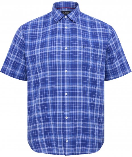 North Latitude 51145 Checked Short Sleeve Shirt Cobolt Blue - Shirts met korte mouwen - Grote Maten Overhemden Korte Mouw