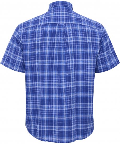 North Latitude 51145 Checked Short Sleeve Shirt Cobolt Blue - Shirts met korte mouwen - Grote Maten Overhemden Korte Mouw
