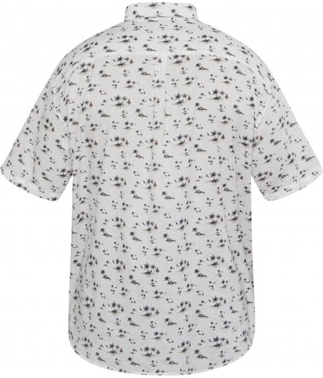 North Latitude 61111 Bedrukt Linnen Overhemd Korte Mouw Wit - Hemden - Overhemden Grote Maten Heren