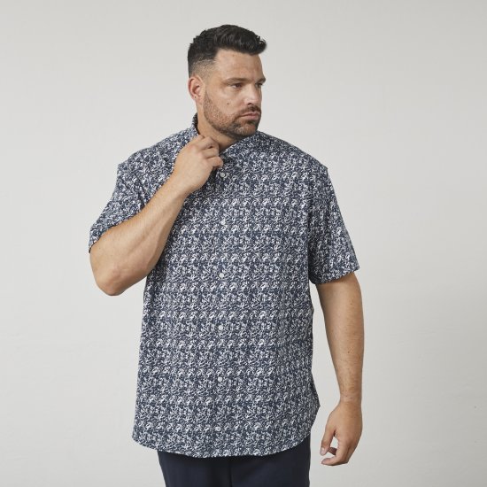 North Latitude 61114 Jersey Overhemd met All-Over Print Marineblauw - Hemden - Overhemden Grote Maten Heren