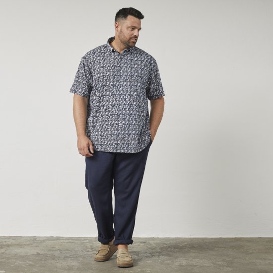 North Latitude 61114 Jersey Overhemd met All-Over Print Marineblauw - Hemden - Overhemden Grote Maten Heren