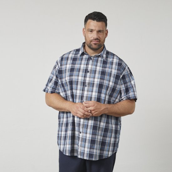 North Latitude 61115 Geruit Overhemd Extra-Lang Model Marineblauw - Hemden - Overhemden Grote Maten Heren