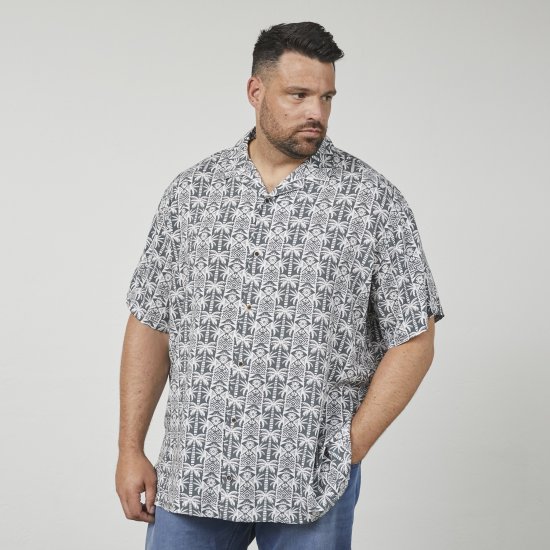 North Latitude 61313 Viscose Overhemd met Cubaanse Kraag Grijs - Hemden - Overhemden Grote Maten Heren