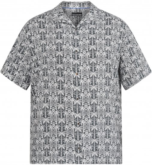 North Latitude 61313 Viscose Overhemd met Cubaanse Kraag Grijs - Hemden - Overhemden Grote Maten Heren