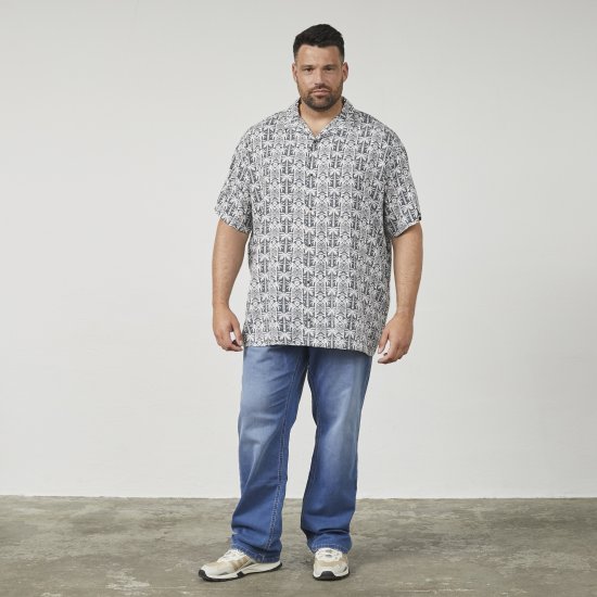 North Latitude 61313 Viscose Overhemd met Cubaanse Kraag Grijs - Hemden - Overhemden Grote Maten Heren