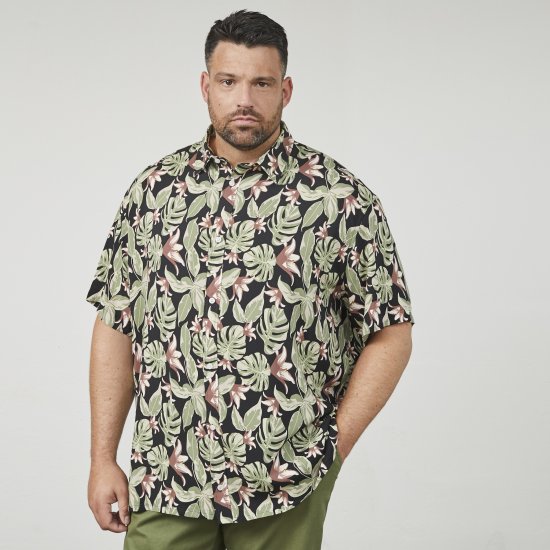 North Latitude 61357 Viscose Overhemd met All-Over Print Zwart - Hemden - Overhemden Grote Maten Heren