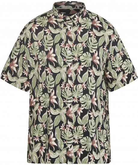 North Latitude 61357 Viscose Overhemd met All-Over Print Zwart - Hemden - Overhemden Grote Maten Heren
