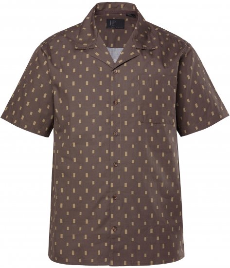 JP1880 Boxy Cuba Short Sleeve Shirt Brown - Hemden - Overhemden Grote Maten Heren