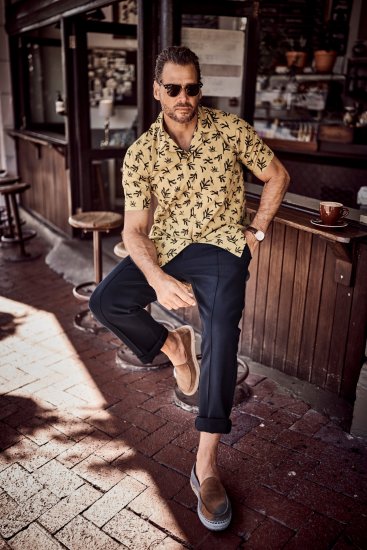 JP1880 Boxy Cuba Short Sleeve Shirt Camel - Hemden - Overhemden Grote Maten Heren