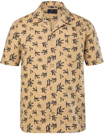JP1880 Boxy Cuba Short Sleeve Shirt Camel - Hemden - Overhemden Grote Maten Heren