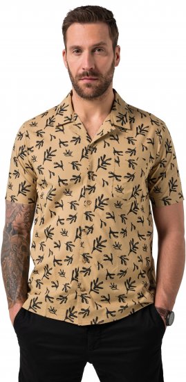 JP1880 Boxy Cuba Short Sleeve Shirt Camel - Hemden - Overhemden Grote Maten Heren