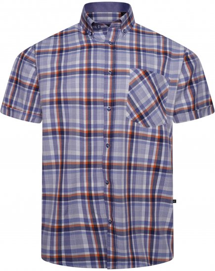 Kam Jeans 6339 Checked Short Sleeve Shirt Blue - Hemden - Overhemden Grote Maten Heren