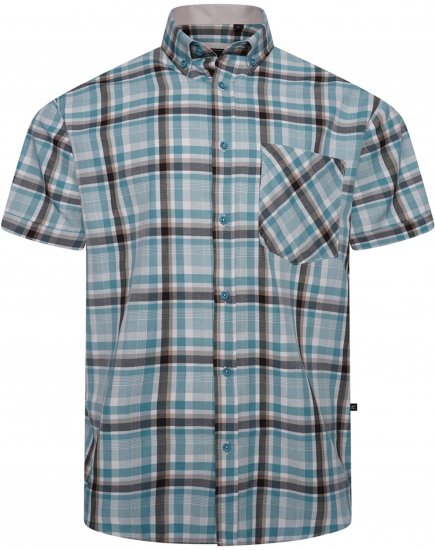 Kam Jeans 6339 Checked Short Sleeve Shirt Mineral Blue - Hemden - Overhemden Grote Maten Heren