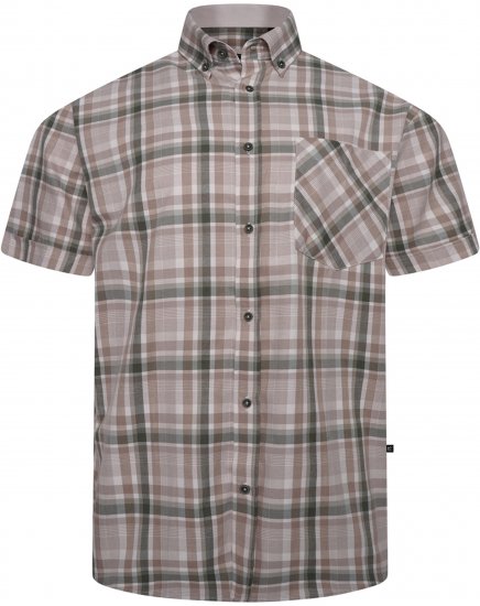 Kam Jeans 6339 Checked Short Sleeve Shirt Beige - Hemden - Overhemden Grote Maten Heren