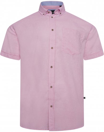 Kam Jeans 6340 Linen Mix Short Sleeve Shirt Pink - Hemden - Overhemden Grote Maten Heren
