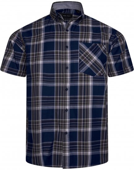 Kam jeans 6350 Casual Checked Short Sleeve Shirt Indigo - Hemden - Overhemden Grote Maten Heren
