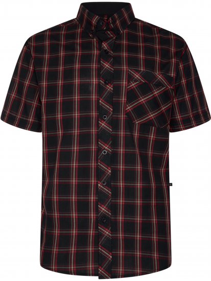 Kam Jeans 6365 Checked Short Sleeve Shirt Burgundy - Hemden - Overhemden Grote Maten Heren
