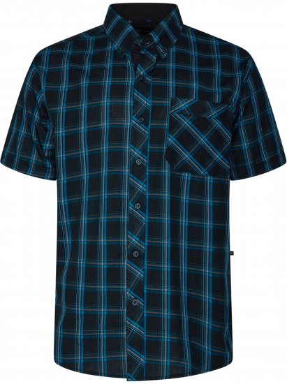 Kam Jeans 6365 Checked Short Sleeve Shirt Turquoise - Hemden - Overhemden Grote Maten Heren