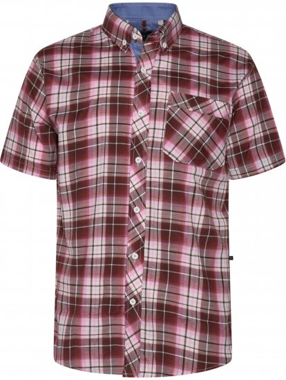 Kam Jeans 6368 Checked Short Sleeve Shirt Red - Hemden - Overhemden Grote Maten Heren
