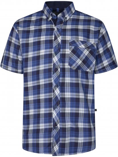 Kam Jeans 6369 Checked Short Sleeve Shirt Blue - Hemden - Overhemden Grote Maten Heren