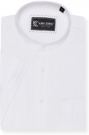 Kam Jeans P020 Premium Short Sleeve Oxford Shirt White - Hemden - Overhemden Grote Maten Heren