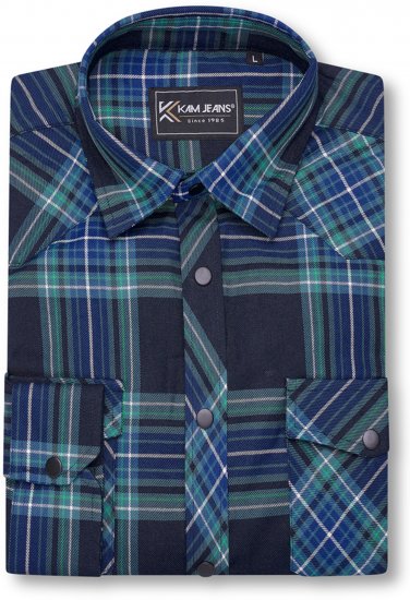 Kam Jeans 6353 Western Check Shirt Navy - Hemden - Overhemden Grote Maten Heren