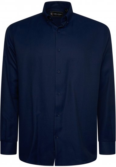 Kam Jeans 6357 Dobby Weave Shirt Navy - Hemden - Overhemden Grote Maten Heren