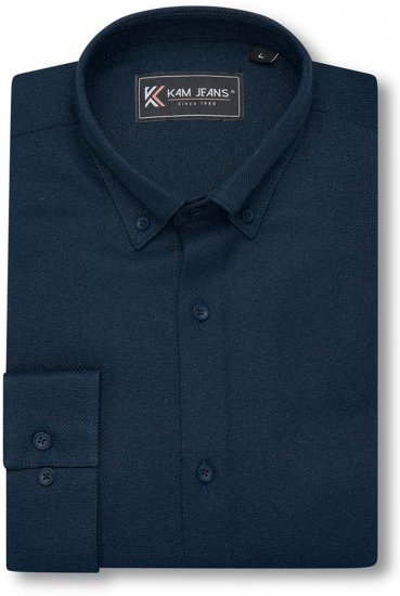 Kam Jeans 6357 Dobby Weave Shirt Navy - Hemden - Overhemden Grote Maten Heren