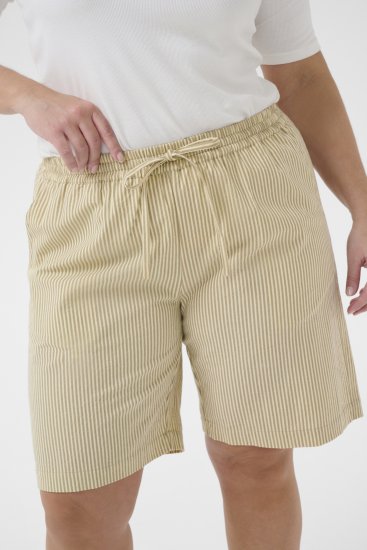 Kaffe Curve Nana Gestreepte shorts Chincilla/Wit gestreept - Jeans & Broeken in Grote Maten – Plus Size - 
