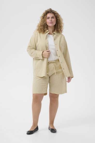 Kaffe Curve Nana Gestreepte shorts Chincilla/Wit gestreept - Jeans & Broeken in Grote Maten – Plus Size - 