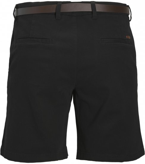 Jack & Jones Stadam Belted Chino Shorts Black - Shorts - Grote Maten Korte Broeken Heren