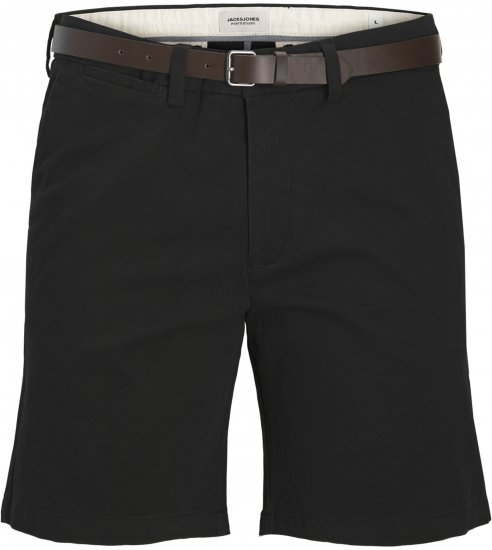 Jack & Jones Stadam Belted Chino Shorts Black - Shorts - Grote Maten Korte Broeken Heren