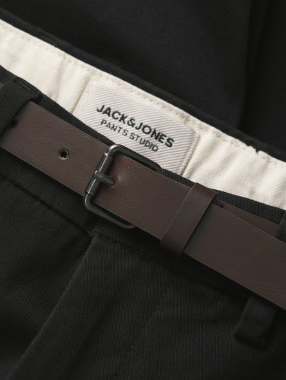 Jack & Jones Stadam Belted Chino Shorts Black - Shorts - Grote Maten Korte Broeken Heren