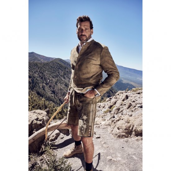 JP1880 Shorts Goat Suede with Belt Buckle Traditional Moss Green - Feestkleding - Feestkleding – Vier in stijl en comfort