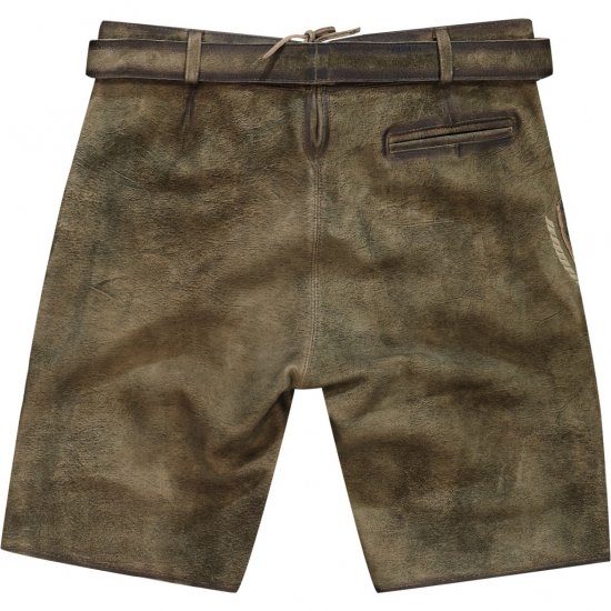 JP1880 Shorts Goat Suede with Belt Buckle Traditional Moss Green - Feestkleding - Feestkleding – Vier in stijl en comfort