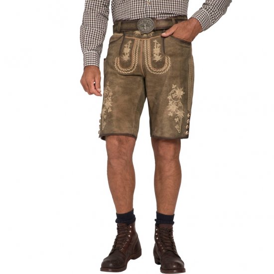 JP1880 Shorts Goat Suede with Belt Buckle Traditional Moss Green - Feestkleding - Feestkleding – Vier in stijl en comfort