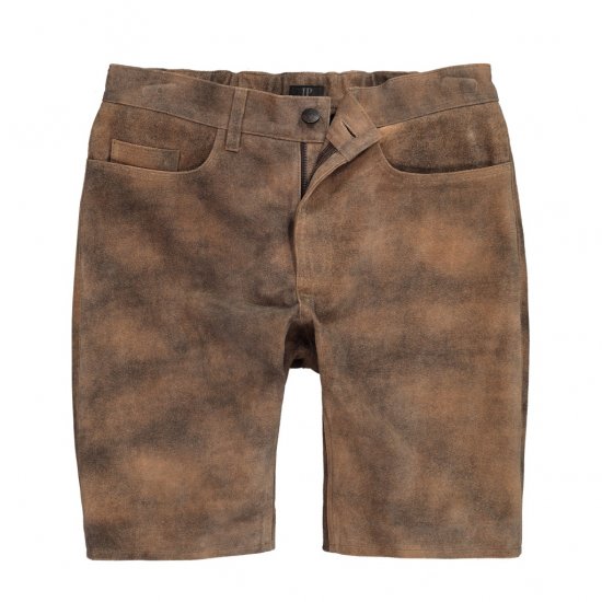 JP1880 Shorts Leather Traditional Cowhide Brown - Shorts - Grote Maten Korte Broeken Heren