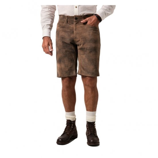 JP1880 Shorts Leather Traditional Cowhide Brown - Shorts - Grote Maten Korte Broeken Heren