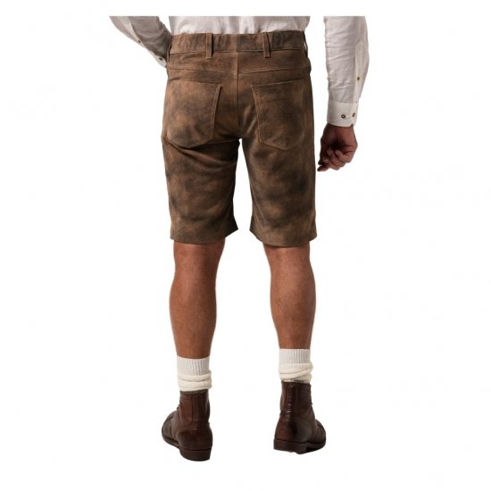 JP1880 Shorts Leather Traditional Cowhide Brown - Shorts - Grote Maten Korte Broeken Heren