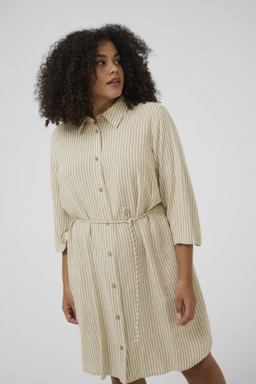Kaffe Curve Milla Short Shirt Dress Chinchilla/Chalk Stripe - Mini jurken - 