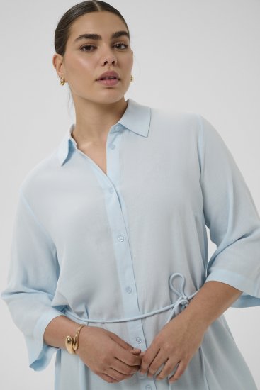 Kaffe Curve Mille Short Shirt Dress Nantucket Breeze Blue - Mini jurken - 