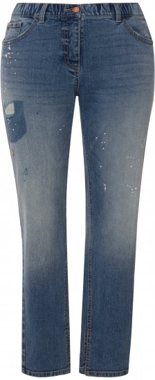 Ulla Popken Distressed Stretch Fit Boyfriend Jeans Blue Denim - Jeans & Broeken in Grote Maten – Plus Size - 