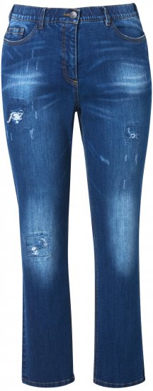 Ulla Popken Lightly Distressed Stretch Fit Jeans Blue Denim - Jeans & Broeken in Grote Maten – Plus Size - 
