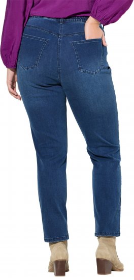 Ulla Popken Rhinestone Seam Stretch Fit Jeans Blue Denim - Jeans & Broeken in Grote Maten – Plus Size - 